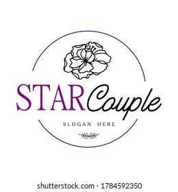 Ilustración vectorial gráfico del logo de la flor con la pareja inicial START. bueno para boutique , sallon , sastre, estudio y logotipo de spa