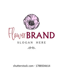 Illustration vector graphic of flower logo with initial Flower. good for boutique , sallon , tailor, studio and spa logo