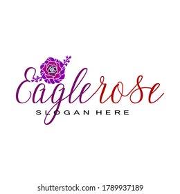 Illustration vector graphic of flower logo with initial Eagle rose. good for boutique , sallon , tailor, studio and spa logo