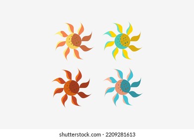 Ilustración vectorial gráfico del conjunto de flores colorido