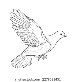 Illustration vector graphic of flying dove best for wall decoration, wall painting, magazine elements, t-shirt, decoration, miniature, clothing design, painting design, etc, sketch, pencil