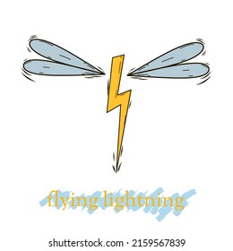 Illustration, Vektorgrafik von fliegenden Blitzen