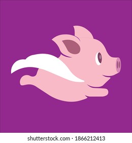 illustration vector graphic of flying pig good for company advertisement or company logo