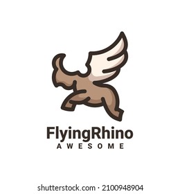 Illustration vector graphic of Flying Rhino, good for logo design