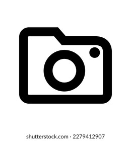 Gráfico vectorial de ilustración de carpeta, icono de foto. Línea negra