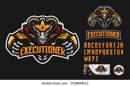 illustration vector graphic and font set of monster king perfect for e-sport team mascot and game streamer