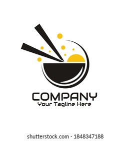 illustration vector graphic of food bowl and black chopsticks, perfect for food, restaurant, cafe, resto, etc.

