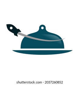 Gráfico del vector de ilustración del logotipo del cohete alimentario. Perfecto para la empresa de alimentos