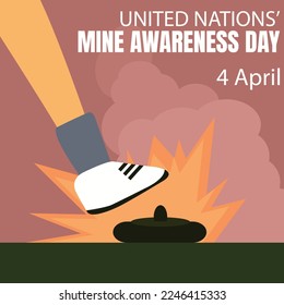 illustration vector graphic of foot stepped on a mine trap in the ground, perfect for international day, united nations mine awareness day, celebrate, greeting card, etc.