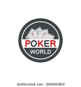 illustration vector graphic of four card poker logo in a circle, perfect for game, sport, fortune, gamble, recreation, etc. 

