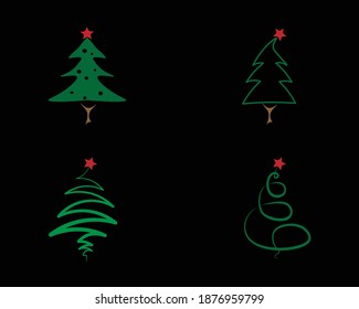 Vektorgrafik von vier Weihnachtsbaumdesigns, gut für Produkte
 Weihnachtsfeiertag