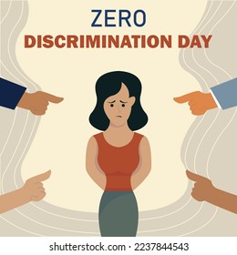 illustration vector graphic of four hands pointing their index fingers at a woman, perfect for international day, zero discrimintaion day, celebrate, greeting card, etc.