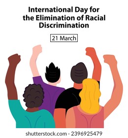 illustration vector graphic of four people of different races demonstrated, perfect for international day, the elimination, racial discrimination, celebrate, greeting card, etc.