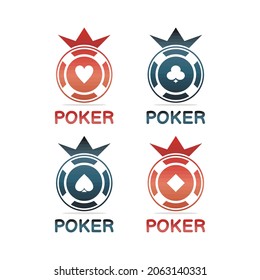 illustration vector graphic of four poker logos bundle with king's crown, perfect for game, gamble, sport, internet, web, product, etc.