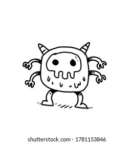 ilustración vectorial de dibujos animados de cráneo de cuatro ruedas monstruosas son geniales para colorear libros y otros
