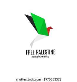 Illustration Vector Graphic of Free Palestine.Dove Symbol of Peace Perfect for Solidarity Banner Design,Poster,Apparel etc