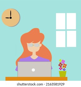 Illustration vector graphic of freelancer doing job from home