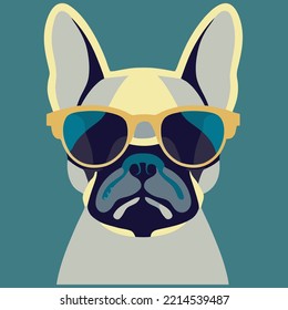 illustration Vector graphic of French bulldog isolated with sunglasses good for logo, icon, mascot, print or customize your design