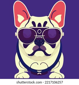 illustration Vector graphic of French bulldog wearing sunglasses isolated good for print or customize your design