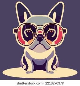 illustration Vector graphic of French bulldog wearing sunglasses isolated good for logo, icon, mascot, print or customize your design