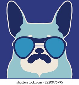 illustration Vector graphic of French bulldog wearing sunglasses isolated good for logo, icon, mascot, print or customize your design