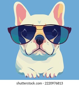 illustration Vector graphic of French bulldog wearing sunglasses isolated good for logo, icon, mascot, print or customize your design