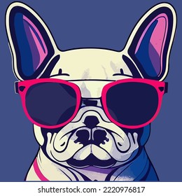 illustration Vector graphic of French bulldog wearing sunglasses isolated good for logo, icon, mascot, print or customize your design