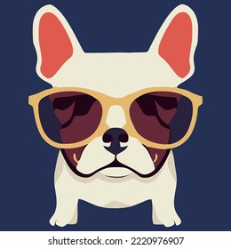 illustration Vector graphic of French bulldog wearing sunglasses isolated good for logo, icon, mascot, print or customize your design