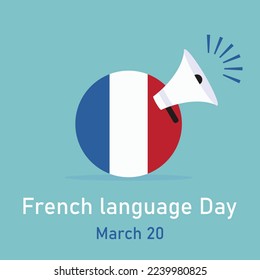 illustration vector graphic of french flag and megaphone, perfect for international day, french language day, celebrate, greeting card, etc.