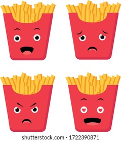 illustration vector graphic French fries with face different expression