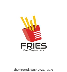 illustration vector graphic of french fries logo with red box, perfect for fast food, restaurant, resto, cafe, etc.


