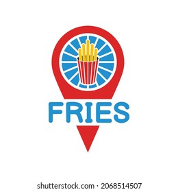 illustration vector graphic of french fries location logo, perfect for food, fast food, junk food, culinary, restaurant, cafe, etc.