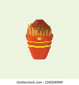 illustration vector graphic of  french fries with pixel art style, colorfull and good for your project.