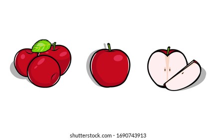Illustration vector graphic of fresh apple.Fit for children's drawings, decorations, etc