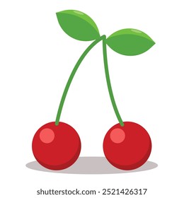 Illustration vector graphic of fresh cherry fruit isolated on white background. Flat design