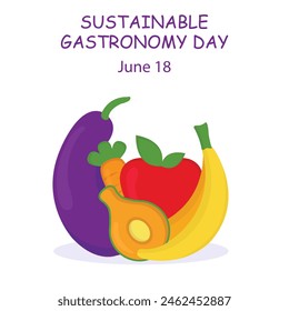 illustration vector graphic of fresh fruit and vegetables, perfect for international day, sustainable gastronomy day, celebrate, greeting card, etc.