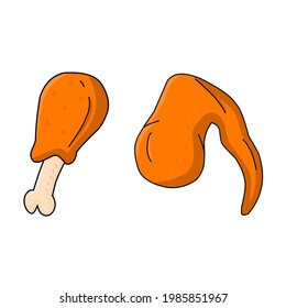 Illustration, Vektorgrafik von Hühnerschenkeln und -flügeln, geeignet für Restaurantmenüs