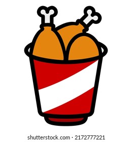 Illustration Vector Graphic of fried chicken bucket, chicken wings food icon