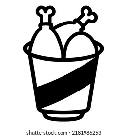Illustration Vector Graphic of fried chicken bucket, chicken wings food icon