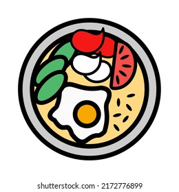 Illustration Vector Graphic of fried rice ramen, food asian, food dish bowl icon