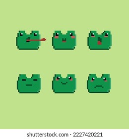 ilustración vectorial de emoticono de rana con estilo de arte de píxeles, bueno para su proyecto o puede usar en segundo plano.