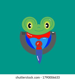 Illustration vector graphic of frog Men with background
