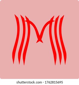 gráfico vectorial de ilustración de frente m con tres líneas y fondo rojo