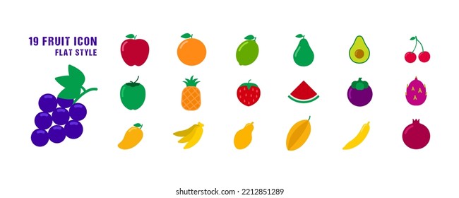 Illustration vector graphic of fruit, 19 icon collection