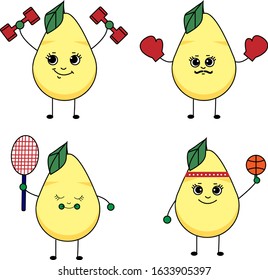illustration vector graphic of fruit pears are exercising good for bodily health