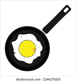 Ilustración vectorial gráfica de sartén frito. Perfecto para los productos de comida rápida, etc.