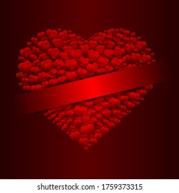 Illustration Vector Graphic Full of Red Hearts Background. Heart full of feelings. Good for your background design