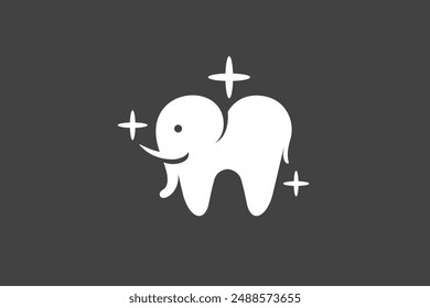 Ilustración Vector gráfico de elefante divertido y dientes dentales. Bueno para el logotipo