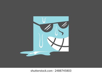 Illustration vector graphic of funny face ice block. Good for logo