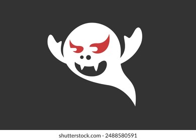 Illustration vector graphic of funny flying angry ghost. Good for logo
